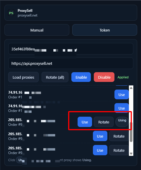 Popup Extension ProxySell